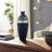 Glass Vase Modern Decorative Accent with Textured Band and Curved Silhouette for Contemporary Interiors and Stylish Design Enhancements in Living Room or Entryway Display Arrangement-1507726760