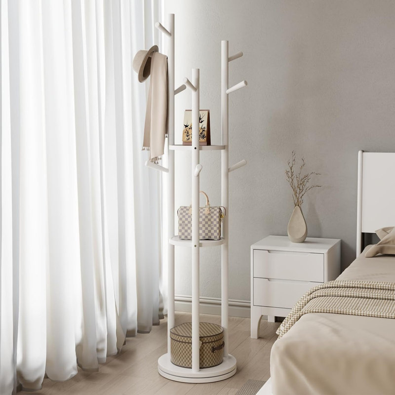Solid Wood Freestanding 9 - Hook, White