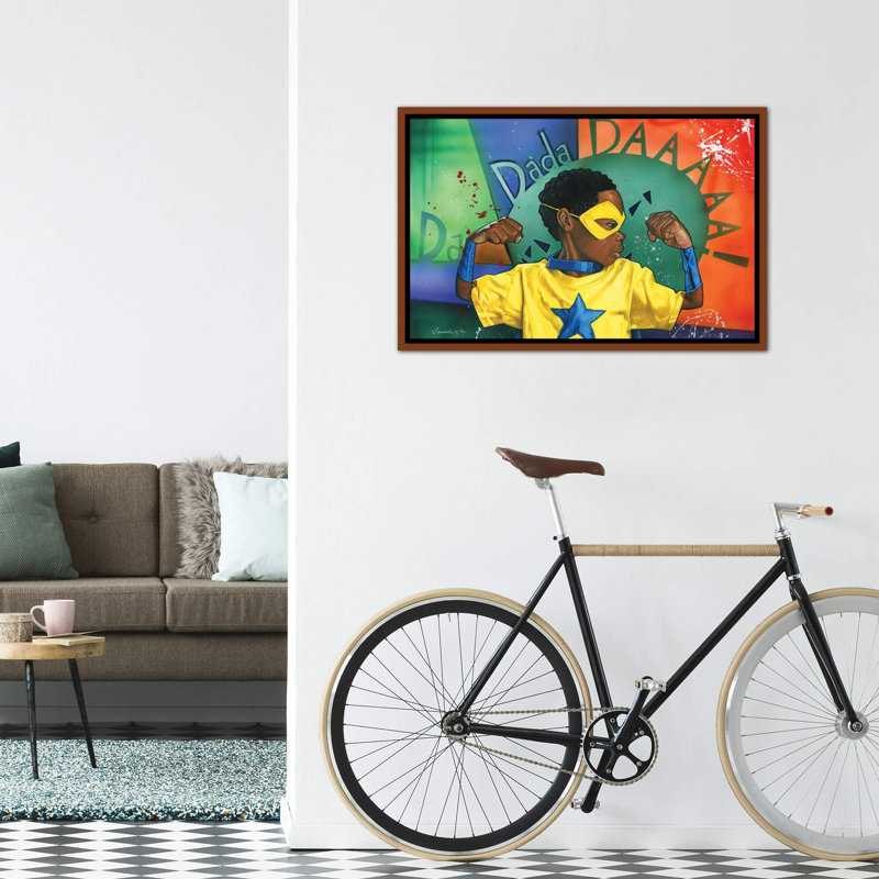 «Da Dada Daaa» par Manasseh Johnson - impression d'art graphique, Toile avec cadre en bois classique, Pas de tapis