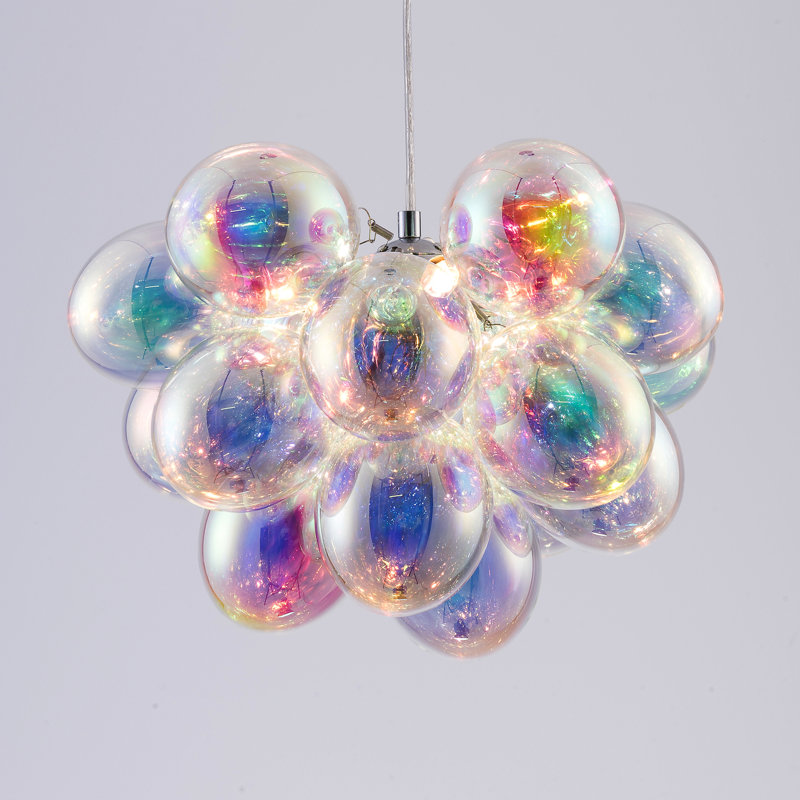 Abdurrahman 3 - Light Polished Chrome Cluster Pendant, Iridescent