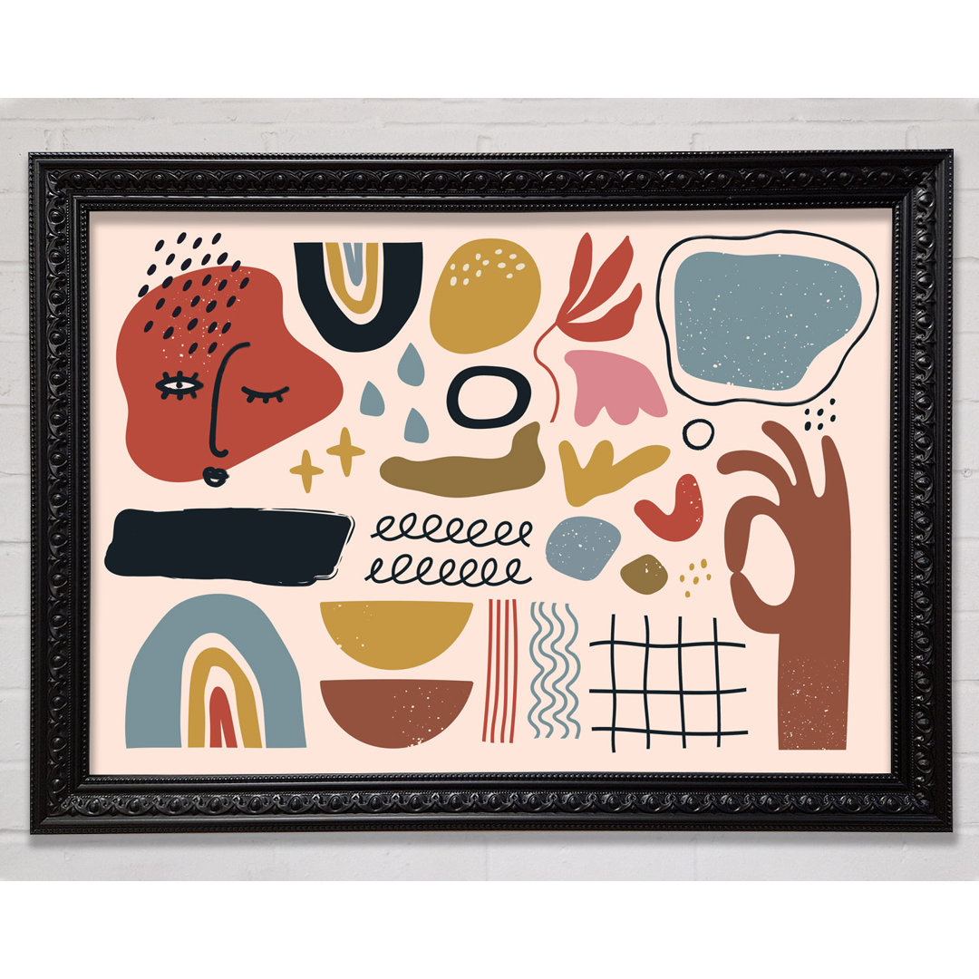 Gerahmtes Leinwandbild Mid Century Shapes And Faces