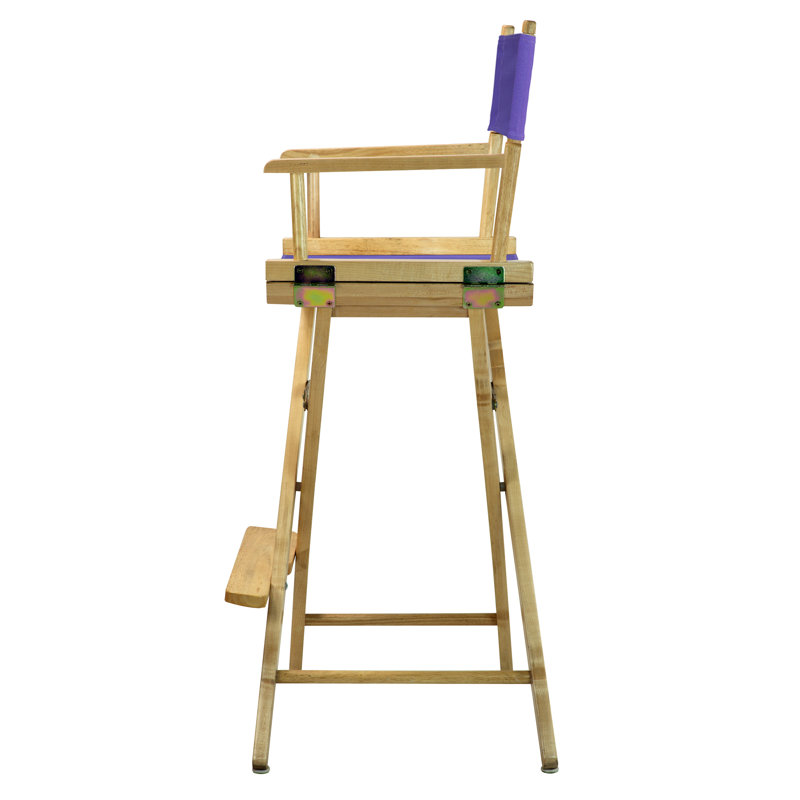 30" Folding Director Chair with Canvas, Natural, Purple