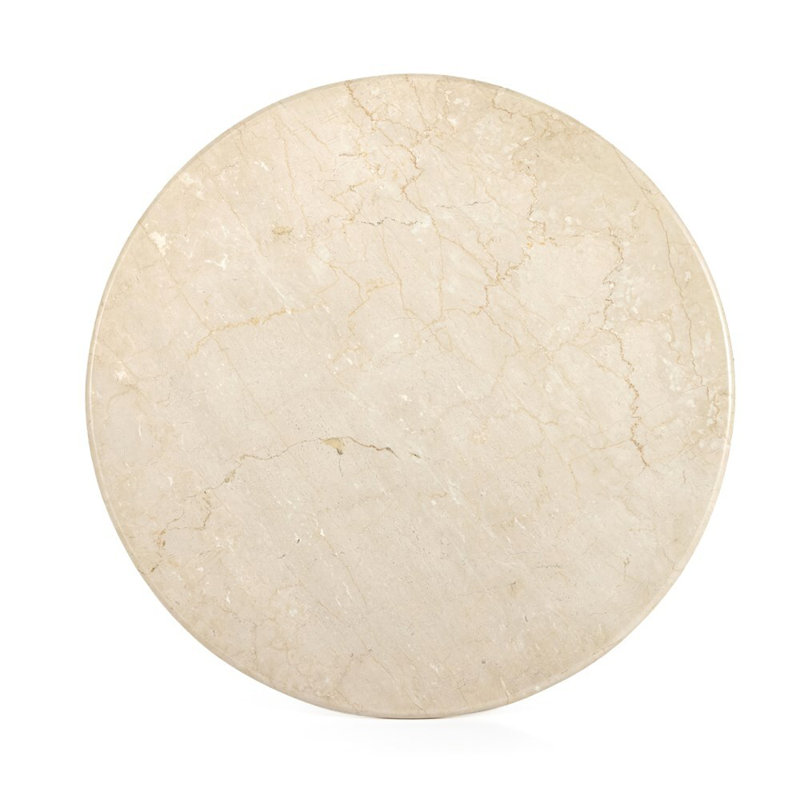 Belle Round Marble Dining Table, Cream Marble/Ivory Iron