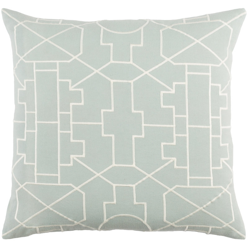 Kingdom Cotton Throw Pillow Cover, Dusty Aqua/ White