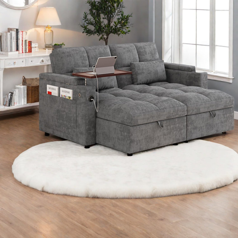 Canapés d'angle modernes avec rangement, canapé-lit en chenille de 168 cm, réglables pour la maison