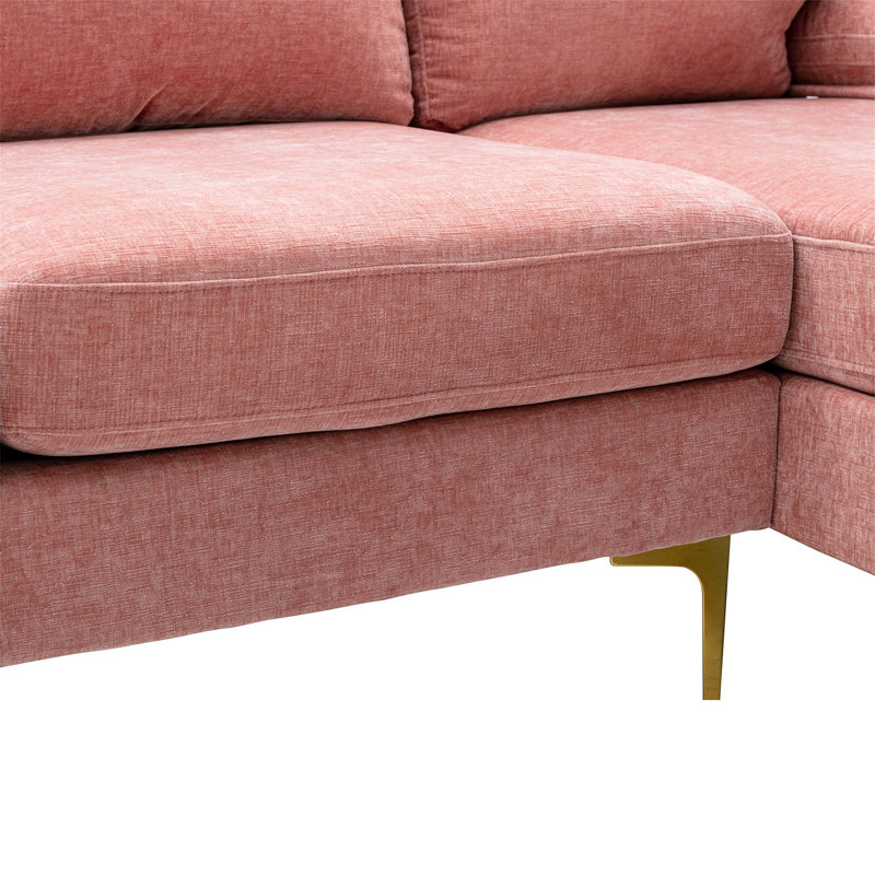Lorrika 113.4'' Square Arm Sofa, Pink Polyester