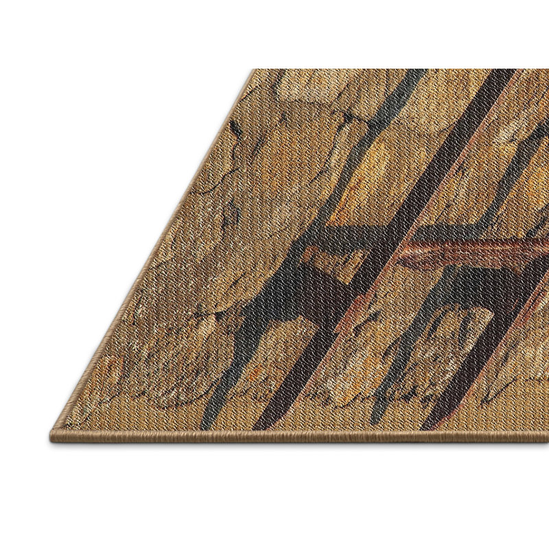 Tapis de zone brun à motif, Rectangle 7 pi x 9 pi