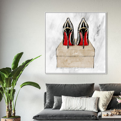 " Red Heels Red Shoes, Luxury High Heels Modern Black " Painting Print