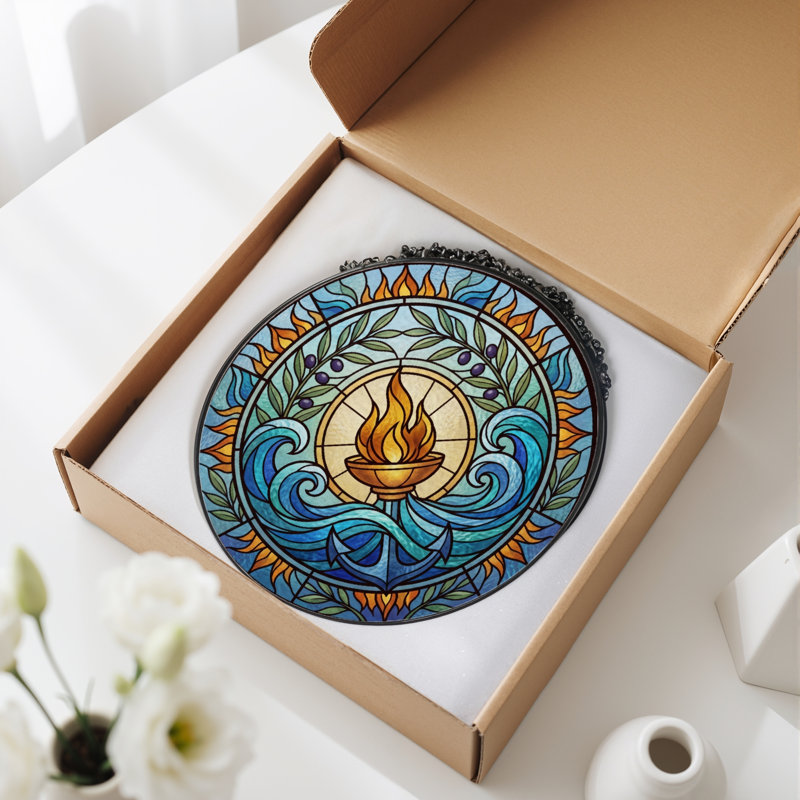 Panneau de vitrail en verre coloré, 7,8 heures, H 7,8 po