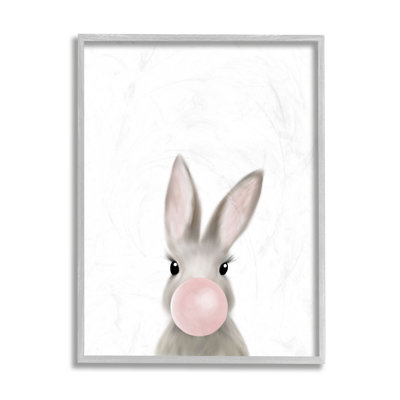 Lapin avec gomme à bulles rose, animal de la forêt