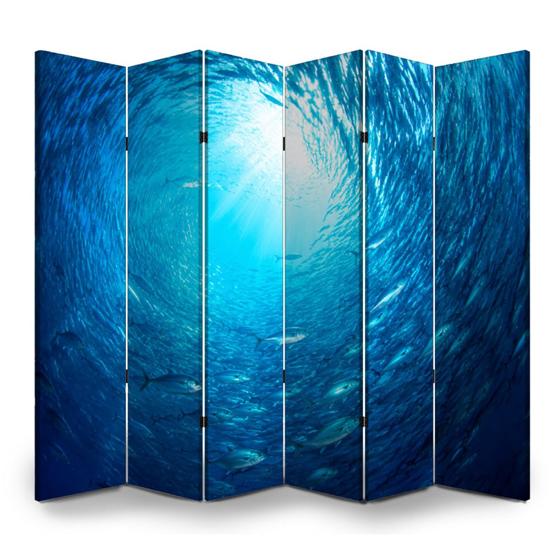 Cloison pliante 6 panneaux paravent Royal Underwater Fish Swirling Sunlit Ocean, 6, H 71 po x l 96 po x P 1 po