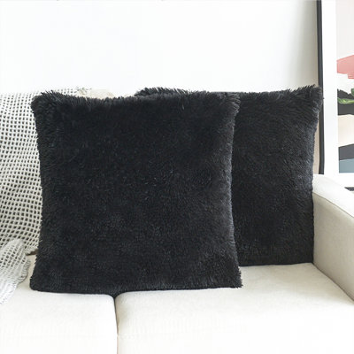 Housse de coussin carrée en fausse fourrure
