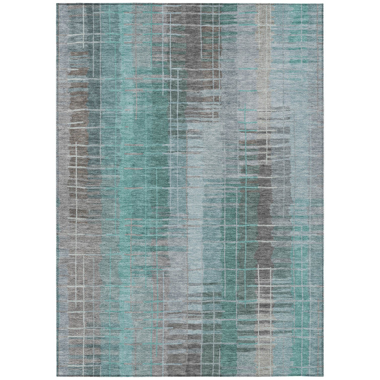 Machine Washable Indoor/Outdoor Millner ACN2261 Stripes Rug