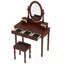 Bureau de coiffeuse avec miroir à angle réglable, tabouret rembourré et 5 tiroirs-1050409700
