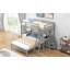 Structure de lit simple avec bureau intégré et trois tiroirs, fabrication solide - gris, aucun sommier tapissier requis-848361243-848361242