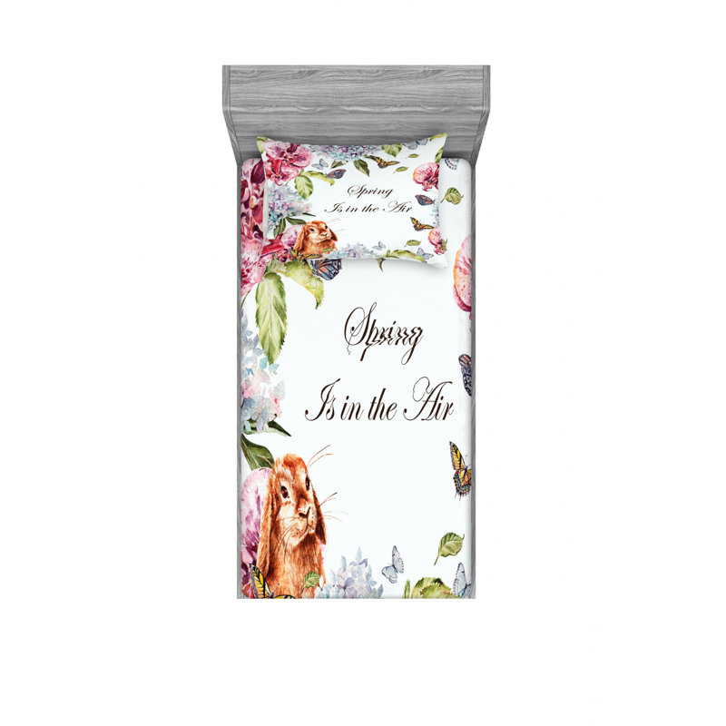Microfiber Floral Sheet Set, Twin Sheet Set with Fitted Sheet