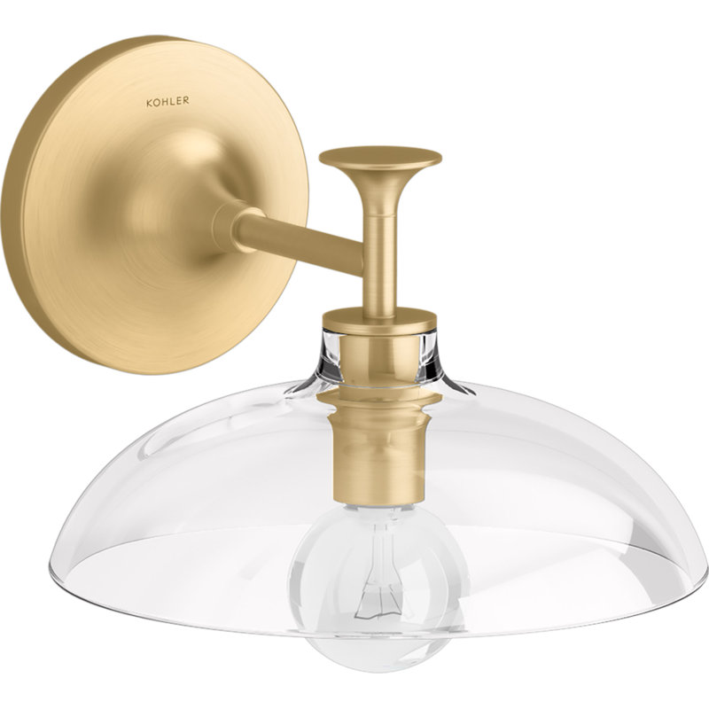 Tone 1 Light Indoor Bathroom Wall Sconce, UL Listed, Brushed Moderne Brass