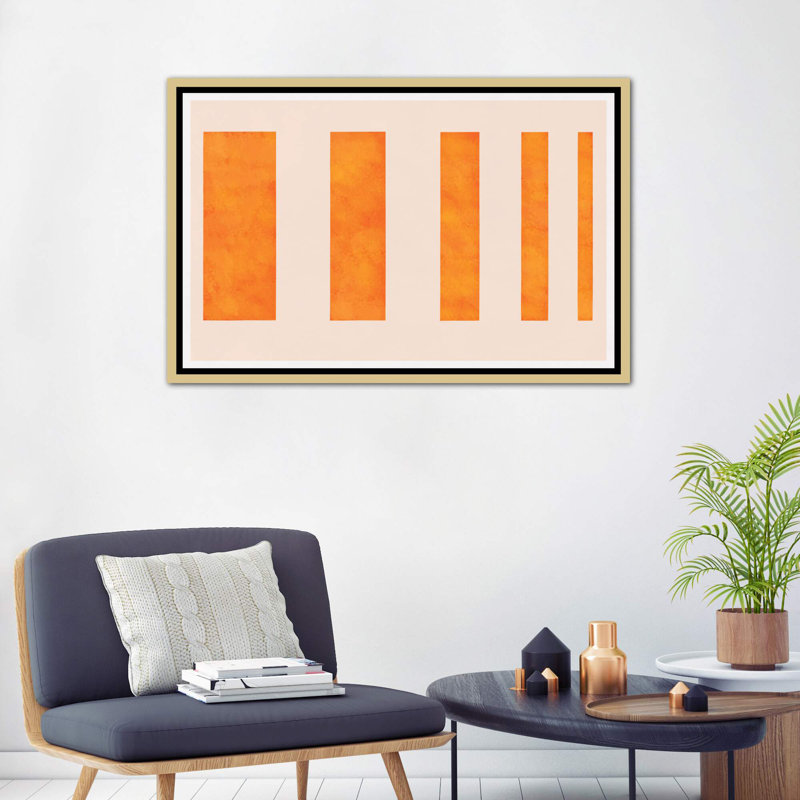 " Orange Levies ", Gold Framed Canvas, 18" H x 26" W x 1.5" D