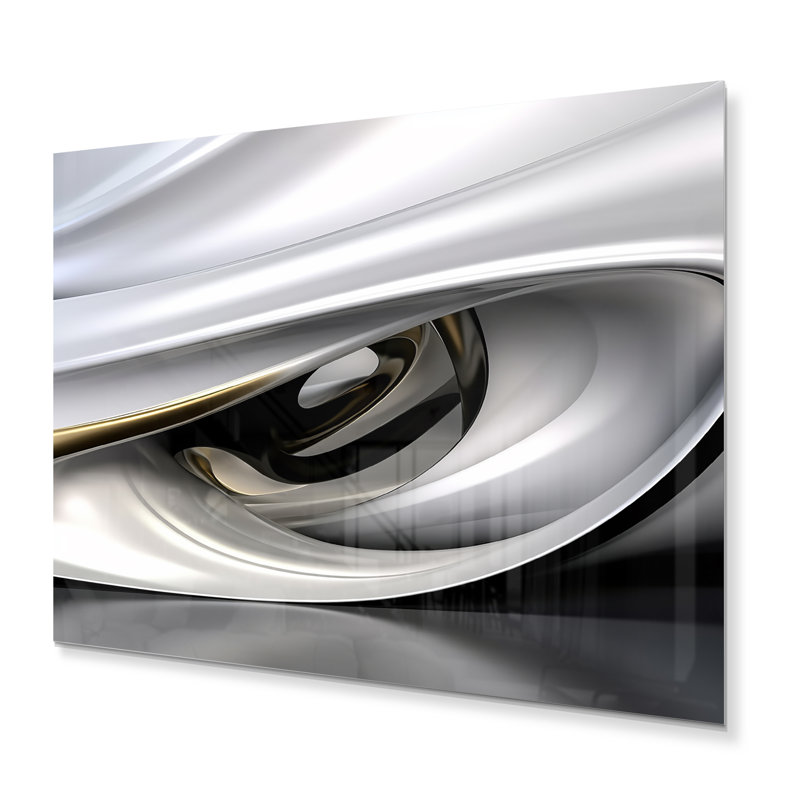 Or blanc ondulé infini sur métal, impression, H 12 po x l 20 po x P 1 po
