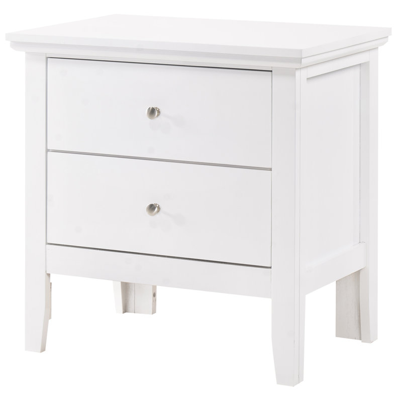 Table de chevet transitionnelle élégante avec rangement spacieux et design polyvalent, Blanc