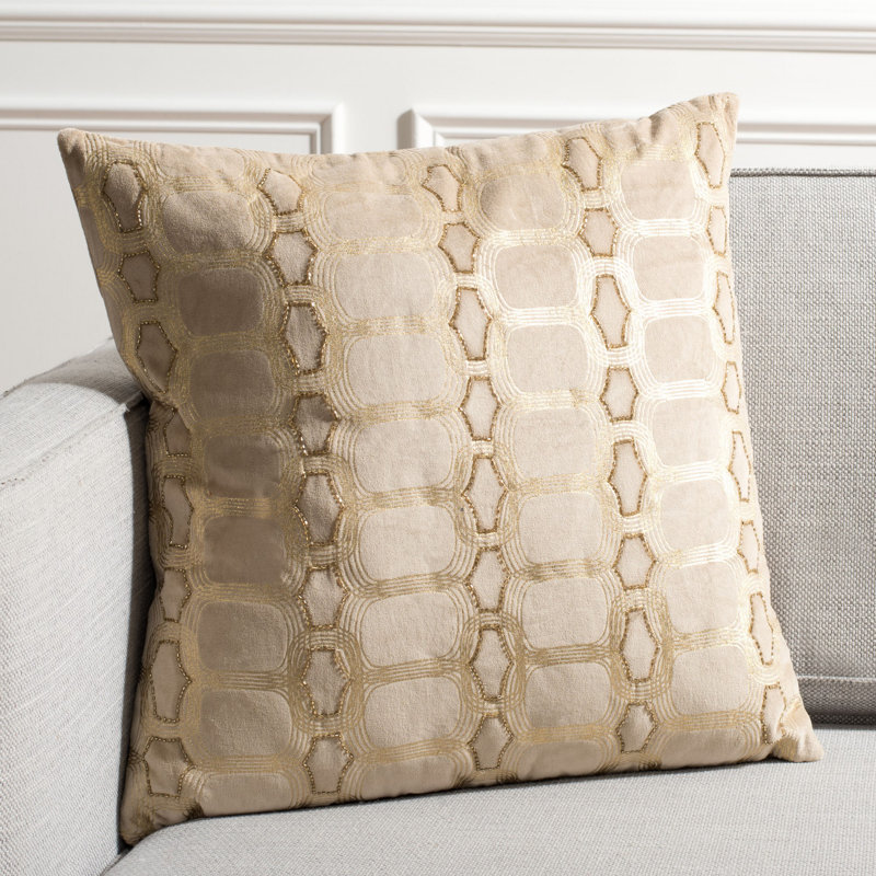Adalie 20" Beige and Gold Geometric Pillow Set