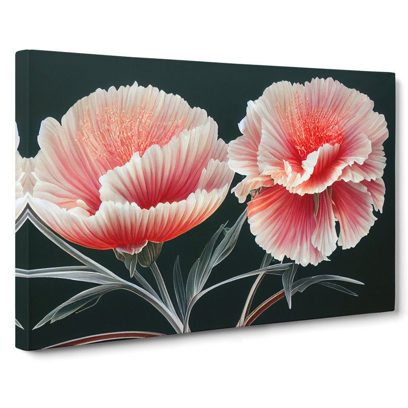Shining Carnation Flowers - Wrapped Canvas, 40cm H x 60cm W x 3cm D