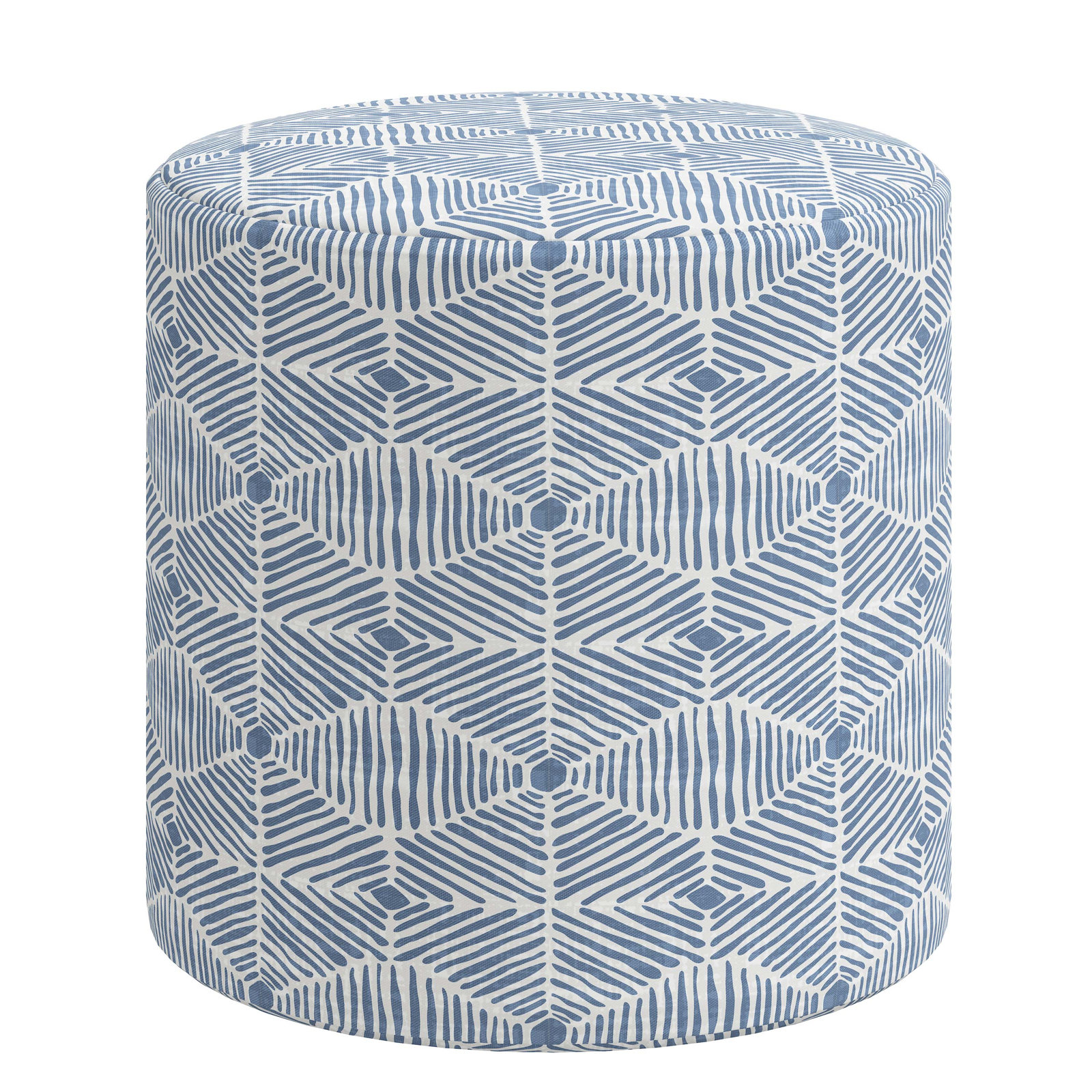 Epaulette Upholstered Ottoman, Painted Diamond Dusty Blue