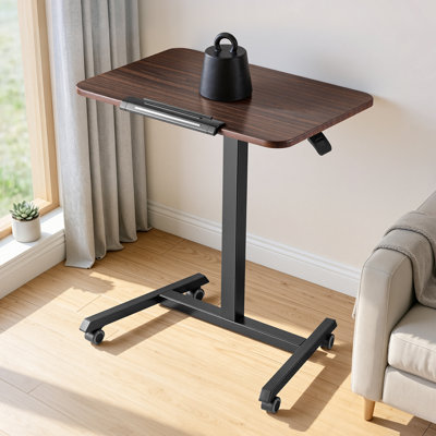 Bureau assis-debout mobile de 65 x 48 cm avec 4 roulettes, capacité de charge de 15 kg, hauteur réglable et plateau inclinable, idéal pour le télétravail.