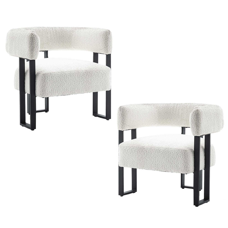 Fauteuil d'appoint à oreilles Macao, Blanc cassé