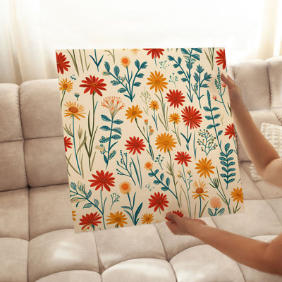 «Botanical Red Flower Motif I Cottage», reproduction d'art non encadrée