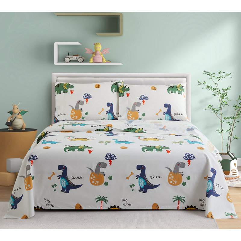 Ensemble de draps en coton à motif de dinosaures pour animaux de compagnie 4 pièces Marina, Dinosaure
