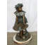 Fontaine en bronze 31 po x 20 po x H 43 po Nifao Collection Elegant Girl debout près d'une grenouille sur un champignon