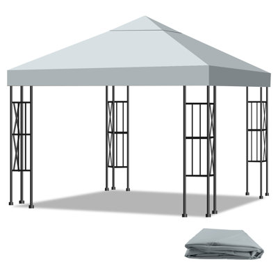 10x10 Gazebo Canopy Replacement Top, 300D High-Density Waterproof Single Layer Gazebo Cover with Heavy Duty Sun Shade Canopy, Folded UV Blocking Canopy Roof for Outdoor Patio Garden Tent Top