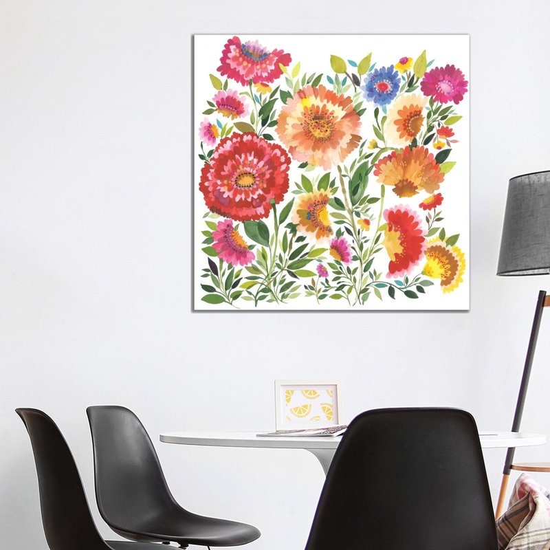 Zinnia Garden Textile by Kim Parker - Wrapped Canvas Gallery-Wrapped Canvas Giclée, 93.98 cm H x 93.98 cm W