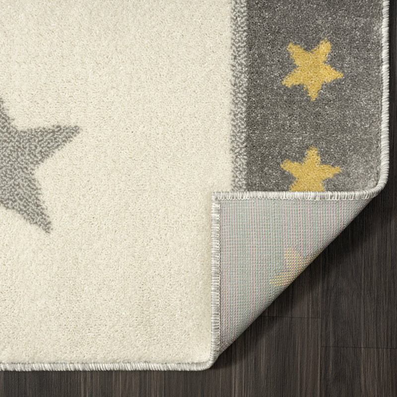 Tapis gris pour enfants Matthau, Rectangle 5 pi 3 po x 7 pi 3 po