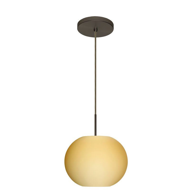 Luminaire suspendu sphère 1 lumière Luna, Bronze, Opale givrée, Incandescent