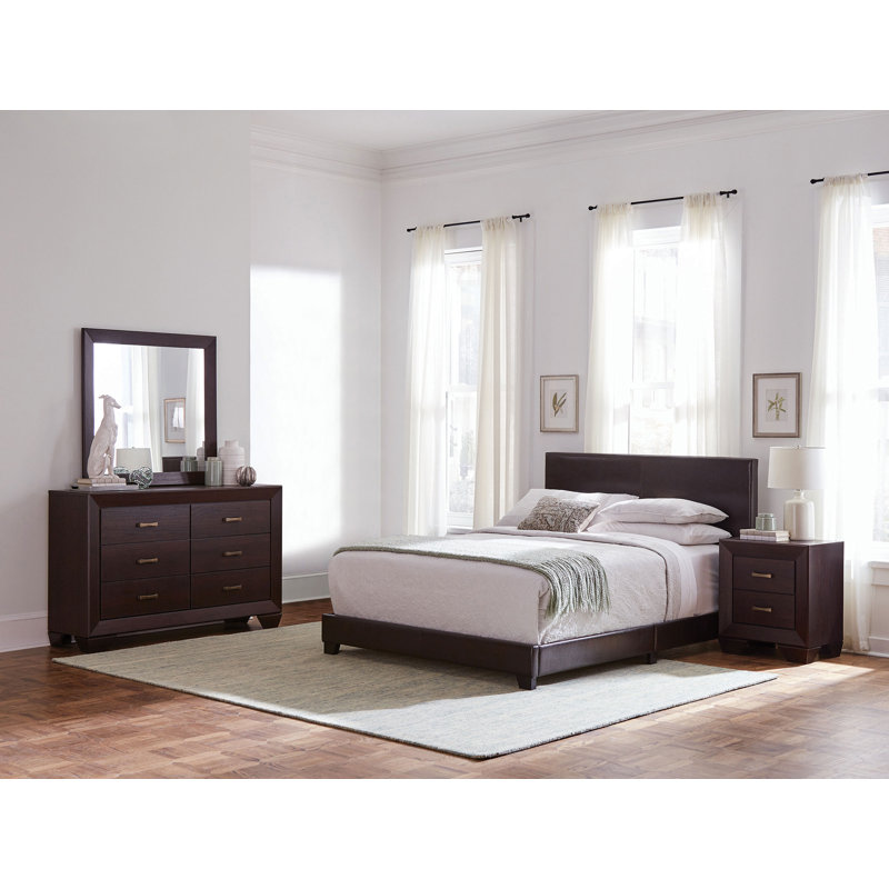  Alakay 4-piece Queen Bedroom Set Dark Cocoa, Queen, 4 Pcs: Bed, Nightstand, Dresser, Mirror