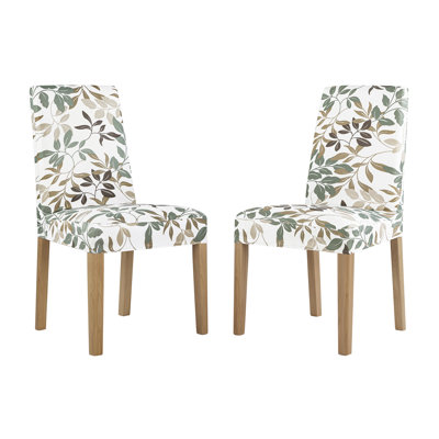 Hillsboro Botanical Print Stretch Fit Elastic Dining Chair Slipcover
