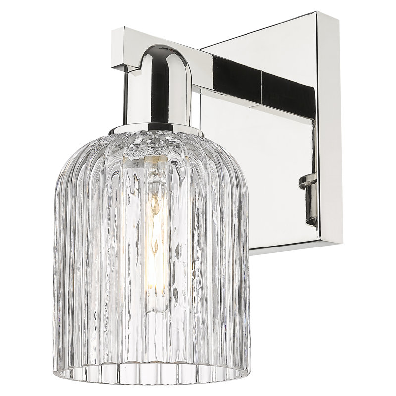 Downtown Urban - Franklin - 1 Light 5" Wall-mounted Sconce - Deco Swirl Shade, Polished Nickel, Clear