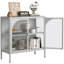 Buffet en métal, construction rouille, 2 portes en verre, tablettes réglables, capacité de 154 lb, blanc et élégant