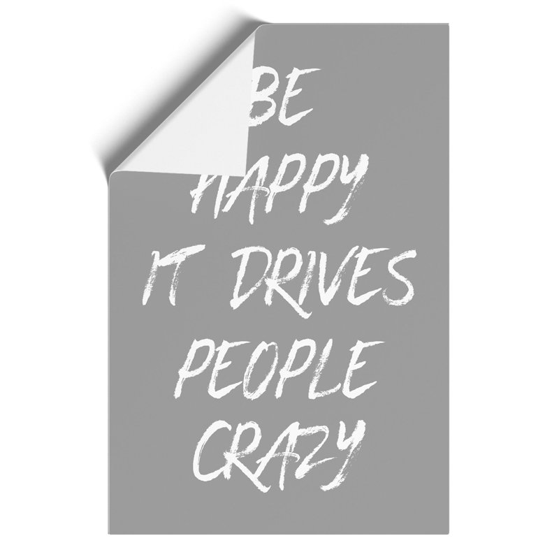 Be Happy - Unframed Typography, 42cm H x 30cm W x 0.1cm D