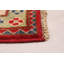 Tapis rouge en laine noué à la main de conception unique 6 pi 6 po x 9 pi 9 po New Age