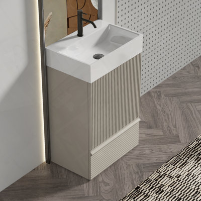 Meuble-lavabo autoportant avec lavabo en céramique