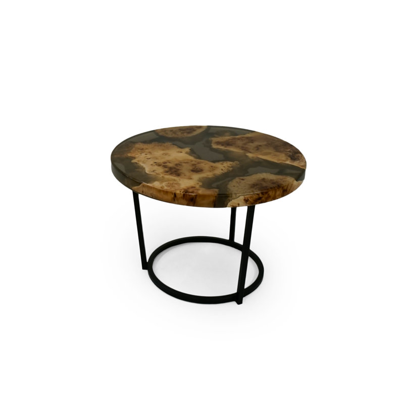 Table basse en résine époxy transparente érable