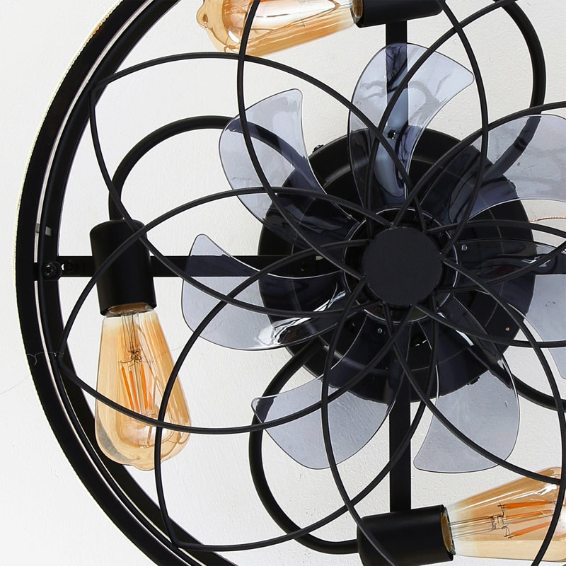 20"  Low Profile Fabric Farmhouse Bladeless Ceiling Fan With Remote Control,Low Profile Modern Enclosed Ceiling Fans With Reversible Motor For Living Room, Bedroom,Kitchen--Not Included Bulbs