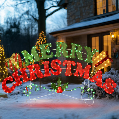 Large 60 Inch ‘Merry Christmas' Sign Outdoor Christmas Decorations With LED Lights