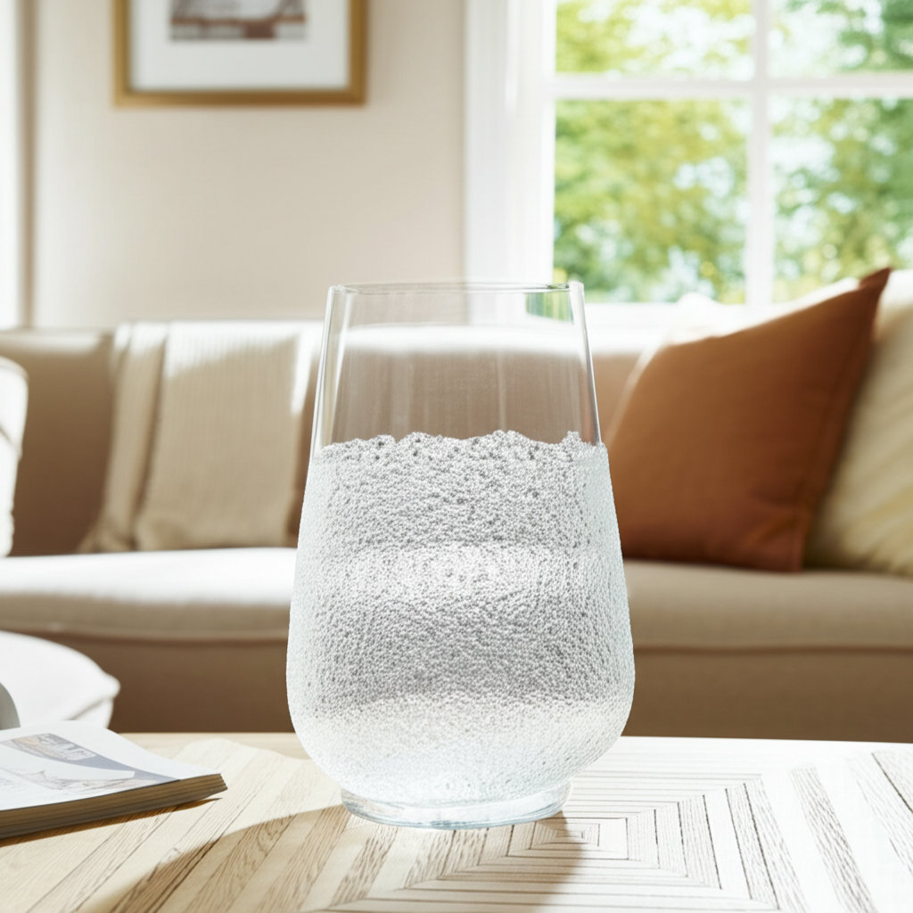 Modern Glass Vase with Crushed Decorative Texture and Dual Clear Body Design for Contemporary Display. Dovecove