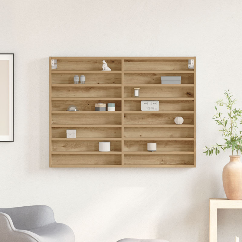 Vitrine Cabinet Wood 100 X 8.5 X 75 Cm Wall Mounting, Artisan Oak