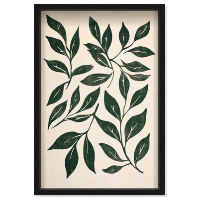 Oliver Gal Leaf Linen II Floral and Botanical - Luxury Shadowbox Framed Wall Art