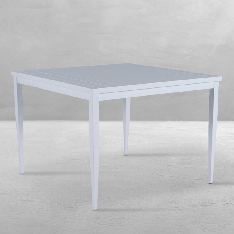 Brookings Wrought Aluminum Dining Table, Chalk